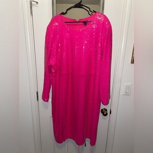 Torrid Hot Pink Sequin Long Sleeve Dress